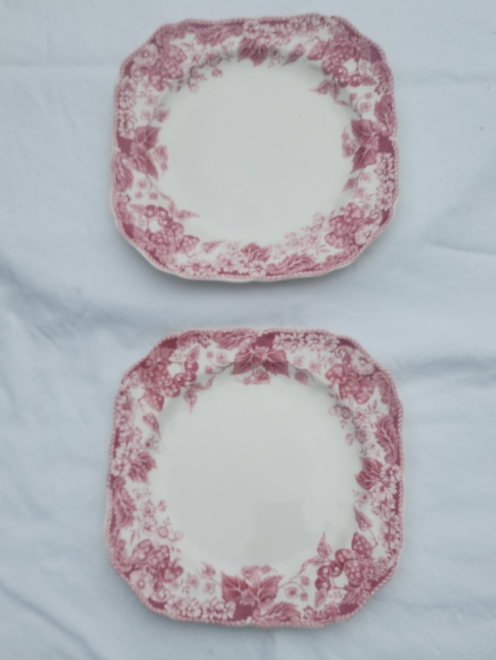 Johnson Brothers Strawberry Fields Square Scalloped Salad Plates, Set Of 2